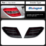 For 07‑13 Mercedes‑Benz C‑Class W204 E260 Dragon Scale LED Tail Lights Dynamic Sequential Turn Signal.