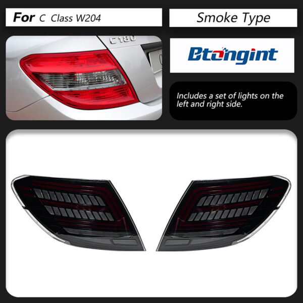 For 07‑13 Mercedes‑Benz C‑Class W204 E260 Dragon Scale LED Tail Lights Dynamic Sequential Turn Signal.