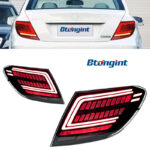 For 07‑13 Mercedes‑Benz C‑Class W204 E260 Dragon Scale LED Tail Lights Dynamic Sequential Turn Signal.