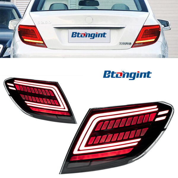 For 07‑13 Mercedes‑Benz C‑Class W204 E260 Dragon Scale LED Tail Lights Dynamic Sequential Turn Signal.