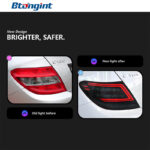 For 07‑13 Mercedes‑Benz C‑Class W204 E260 Dragon Scale LED Tail Lights Dynamic Sequential Turn Signal.