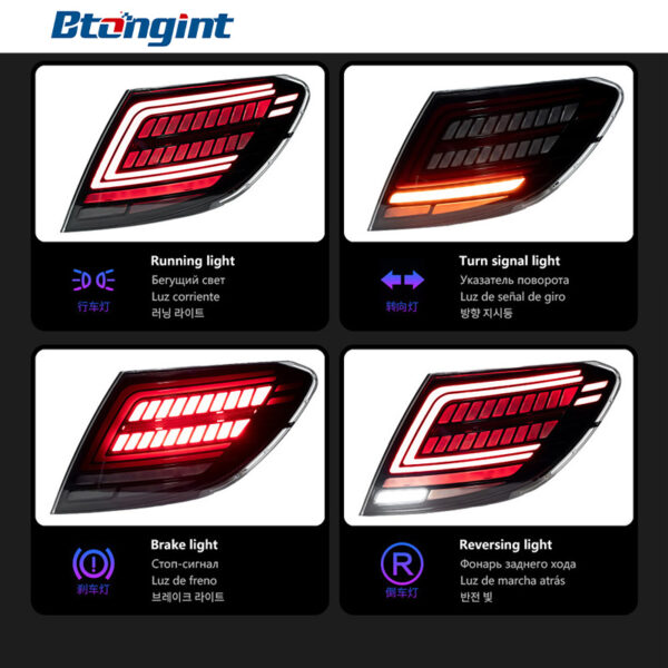 For 07‑13 Mercedes‑Benz C‑Class W204 E260 Dragon Scale LED Tail Lights Dynamic Sequential Turn Signal.