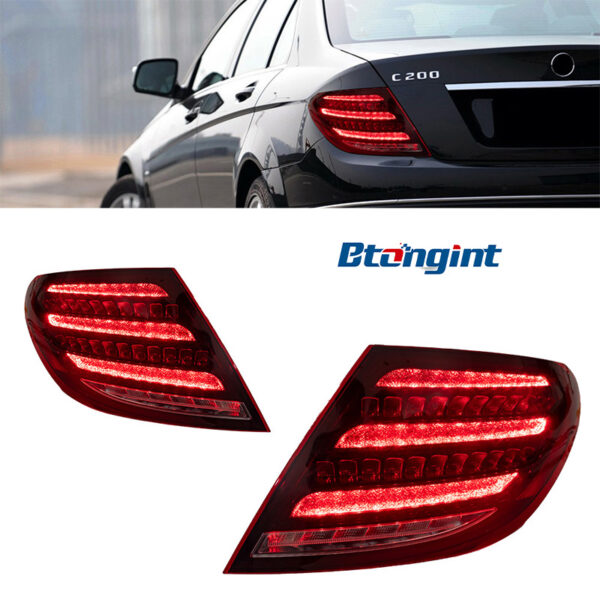 2007-2013 Mercedes-Benz C-Class W204 Tail Light Assembly, Maybach S-Class Style Diamond LED Tail Lamp, DRL Dynamic Running Light Upgrade.