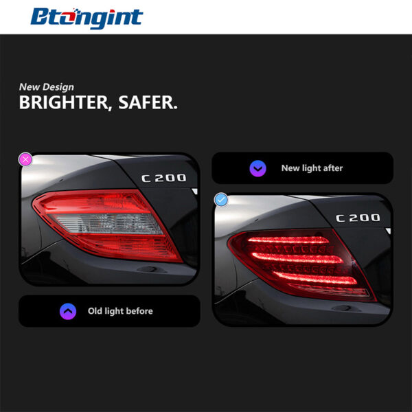 2007-2013 Mercedes-Benz C-Class W204 Tail Light Assembly, Maybach S-Class Style Diamond LED Tail Lamp, DRL Dynamic Running Light Upgrade.