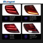 2007-2013 Mercedes-Benz C-Class W204 Tail Light Assembly, Maybach S-Class Style Diamond LED Tail Lamp, DRL Dynamic Running Light Upgrade.