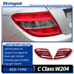 For 2007‑2013 Mercedes‑Benz C‑Class W204 Tail Light Assembly, Old To New Style LED Brake Light, OEM‑Similar Look.