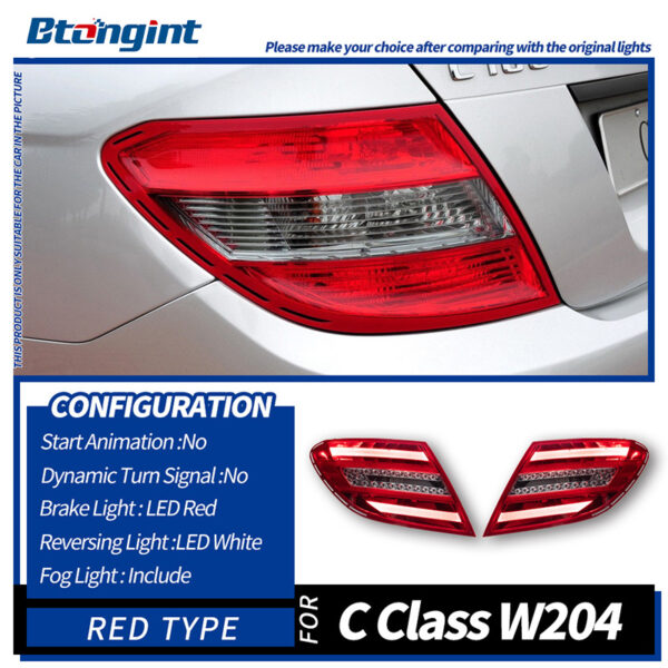 For 2007‑2013 Mercedes‑Benz C‑Class W204 Tail Light Assembly, Old To New Style LED Brake Light, OEM‑Similar Look.