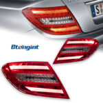 For 2007‑2013 Mercedes‑Benz C‑Class W204 Tail Light Assembly, Old To New Style LED Brake Light, OEM‑Similar Look.