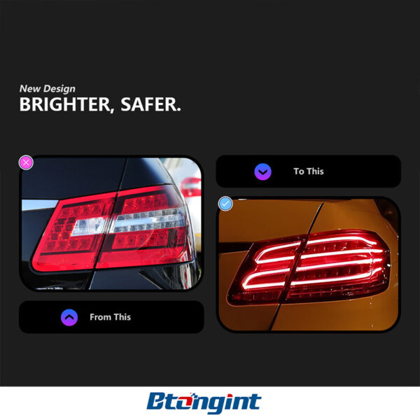 For 2009‑2013 Mercedes‑Benz E‑Class W212 Tail Light Assembly, Upgrade New‑Style LED Running, Brake & Turn Signal Lamp