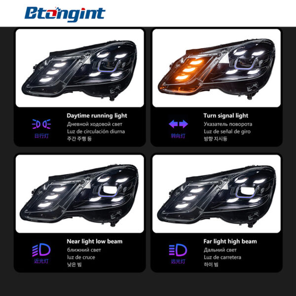 For 2010‑2013 Mercedes‑Benz E‑Class W212 Headlight Assembly, Upgrade LED Lens DRL Sequential Turn Signal Lamp