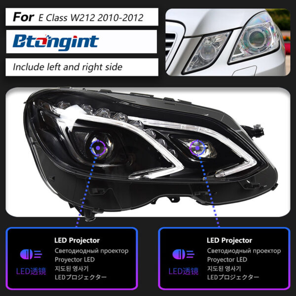 For 2010‑2015 Mercedes‑Benz E‑Class W212 Headlight Assembly, Old To New LED Headlamp With DRL