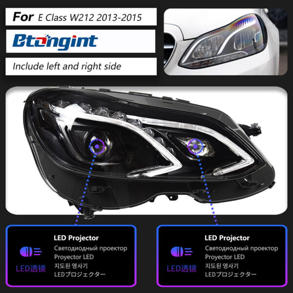 For 2010‑2015 Mercedes‑Benz E‑Class W212 Headlight Assembly, Old To New LED Headlamp With DRL