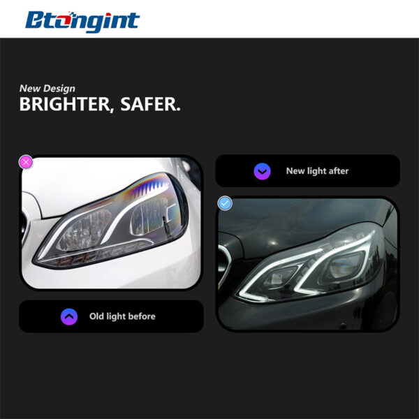 For 2010‑2015 Mercedes‑Benz E‑Class W212 Headlight Assembly, Old To New LED Headlamp With DRL