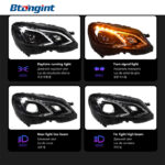For 2010‑2015 Mercedes‑Benz E‑Class W212 Headlight Assembly, Old To New LED Headlamp With DRL