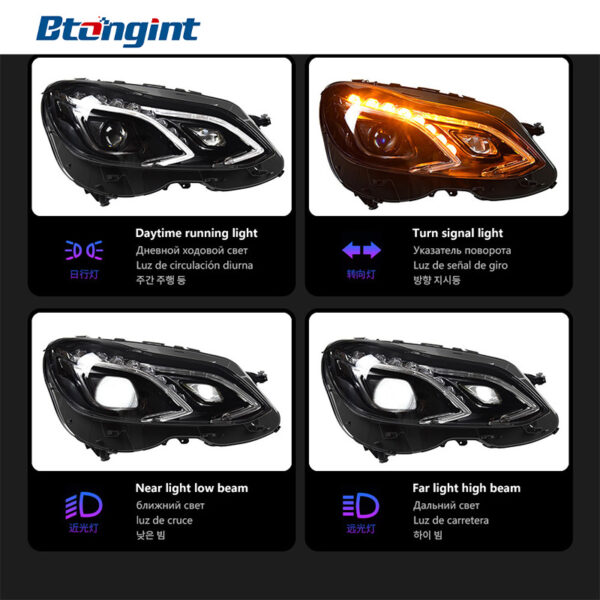 For 2010‑2015 Mercedes‑Benz E‑Class W212 Headlight Assembly, Old To New LED Headlamp With DRL