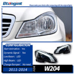 For 2011‑2014 Mercedes‑Benz C‑Class W204 Headlight Assembly C200 C260 Upgrade LED Lens Signal Lamp