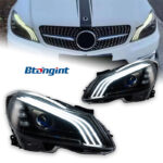 For 2011‑2014 Mercedes‑Benz C‑Class W204 Headlight Assembly C200 C260 Upgrade LED Lens Signal Lamp