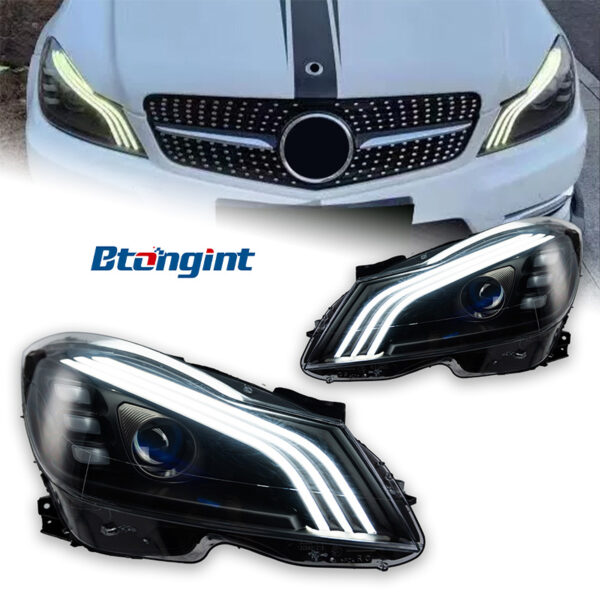 For 2011‑2014 Mercedes‑Benz C‑Class W204 Headlight Assembly C200 C260 Upgrade LED Lens Signal Lamp