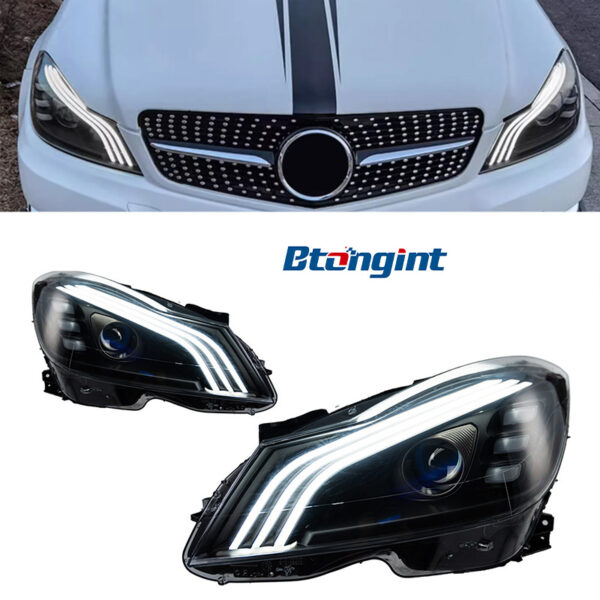 For 2011‑2014 Mercedes‑Benz C‑Class W204 Headlight Assembly C200 C260 Upgrade LED Lens Signal Lamp