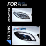 For 2012‑2015 Mercedes‑Benz ML W166 Headlight Assembly, Upgrade Maybach‑Style LED DRL Sequential Turn Signal