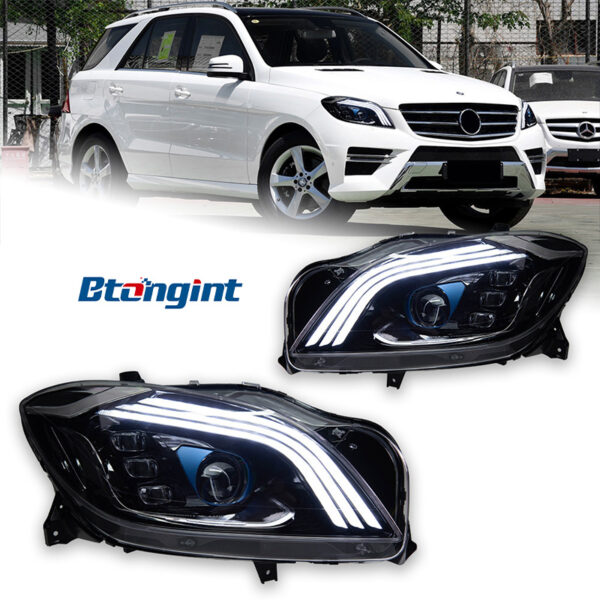 For 2012‑2015 Mercedes‑Benz ML W166 Headlight Assembly, Upgrade Maybach‑Style LED DRL Sequential Turn Signal