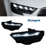 For 2017-2020 Audi A3 8V Headlight Assembly – LED Projector Headlight with Running Water DRL & Sequential Turn Signal, Aftermarket Upgrade
