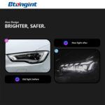 For 2013-2016 Audi A3 8V Headlight Assembly – RS Style LED Projector Headlights with Sweeping DRL & Sequential Turn Signal