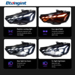 For 2013-2016 Audi A3 8V Headlight Assembly – RS Style LED Projector Headlights with Sweeping DRL & Sequential Turn Signal