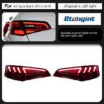 For 2013‑2019 Audi A3 Sportback Tail Light Assembly Upgrade LED Sequential Turn Signal, Old To New Rear Lamp Retrofit