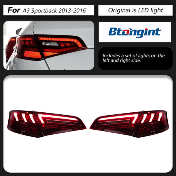 For 2013‑2019 Audi A3 Sportback Tail Light Assembly Upgrade LED Sequential Turn Signal, Old To New Rear Lamp Retrofit