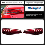 For 2013‑2019 Audi A3 Sportback Tail Light Assembly Upgrade LED Sequential Turn Signal, Old To New Rear Lamp Retrofit