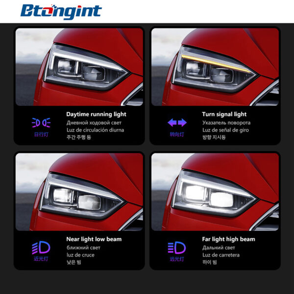 For 2017‑2020 Audi A5 Headlight Assembly Retrofit LED Projector Headlamp, DRL & Sequential Turn Signa