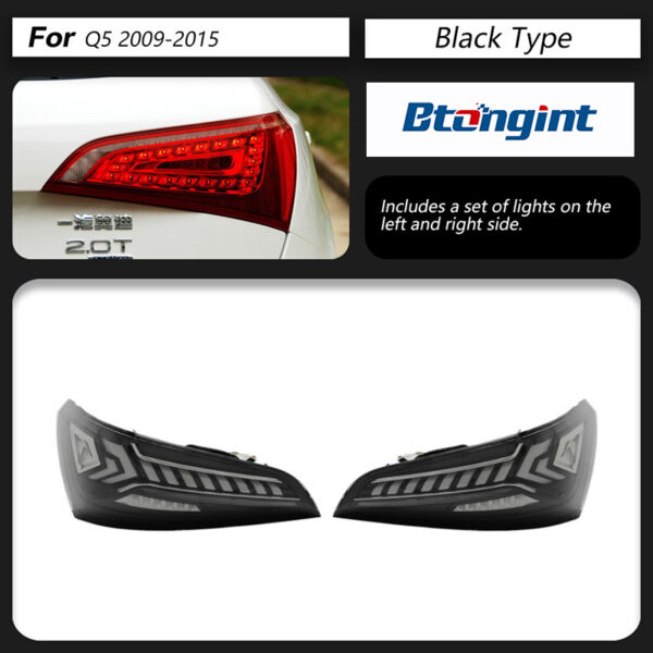 For 2009‑2015 Audi Q5 Tail Light Assembly Retrofit Q7‑Style Dynamic LED Sequential Flowing Turn Signal Rear Lamp