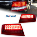 For 2005‑2008 Audi A6L C6 Tail Light Assembly Retrofit LED Running Brake Rear Fog Lamp, Sequential Flowing Turn Signal