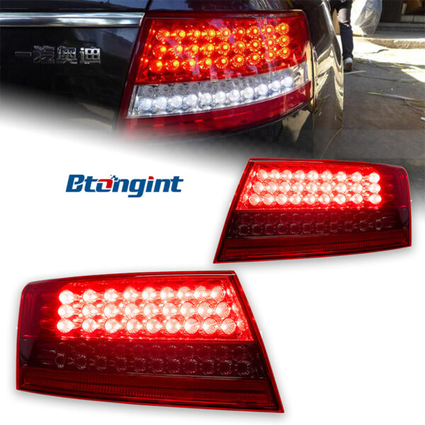 For 2005‑2008 Audi A6L C6 Tail Light Assembly Retrofit LED Running Brake Rear Fog Lamp, Sequential Flowing Turn Signal