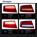 For 2005‑2008 Audi A6L C6 Tail Light Assembly Retrofit LED Running Brake Rear Fog Lamp, Sequential Flowing Turn Signal
