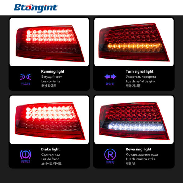 For 2005‑2008 Audi A6L C6 Tail Light Assembly Retrofit LED Running Brake Rear Fog Lamp, Sequential Flowing Turn Signal