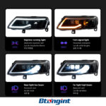 For 2005‑2011 Audi A6 C6 Retrofit Rolls‑Royce‑Style LED Bi‑Xenon Projector Headlight Assembly, Sequential Turn Signal Head Lamp