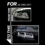 For 2005‑2011 Audi A6L C6 Headlight Assembly Retrofit, Scanning Sequential DRL, LED Projector Head Lamp