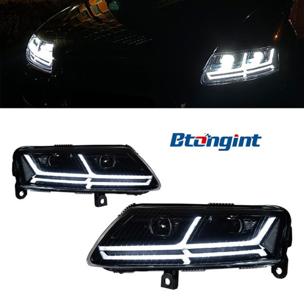 For 2005‑2011 Audi A6L C6 Headlight Assembly Retrofit, Scanning Sequential DRL, LED Projector Head Lamp