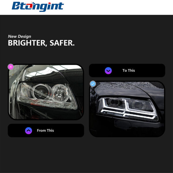 For 2005‑2011 Audi A6L C6 Headlight Assembly Retrofit, Scanning Sequential DRL, LED Projector Head Lamp