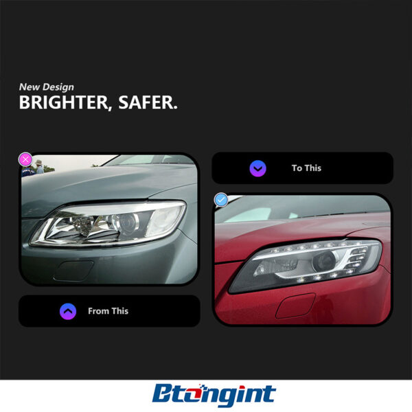 For 2006‑2009 Audi Q7 Headlight Assembly Retrofit, LED Eyebrow DRL, Bi‑Xenon Projector Head Lamp