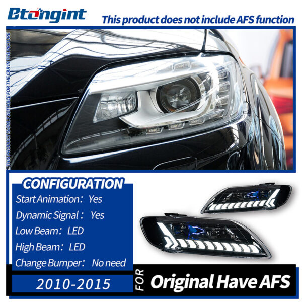 For 2006‑2015 Audi Q7 Headlight Assembly Retrofit, LED Laser Projector Headlamp, DRL & Sequential Turn Signal
