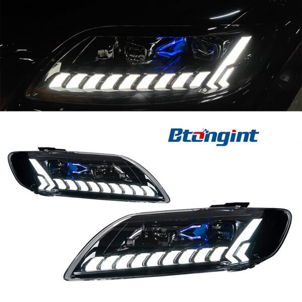 For 2006‑2015 Audi Q7 Headlight Assembly Retrofit, LED Laser Projector Headlamp, DRL & Sequential Turn Signal