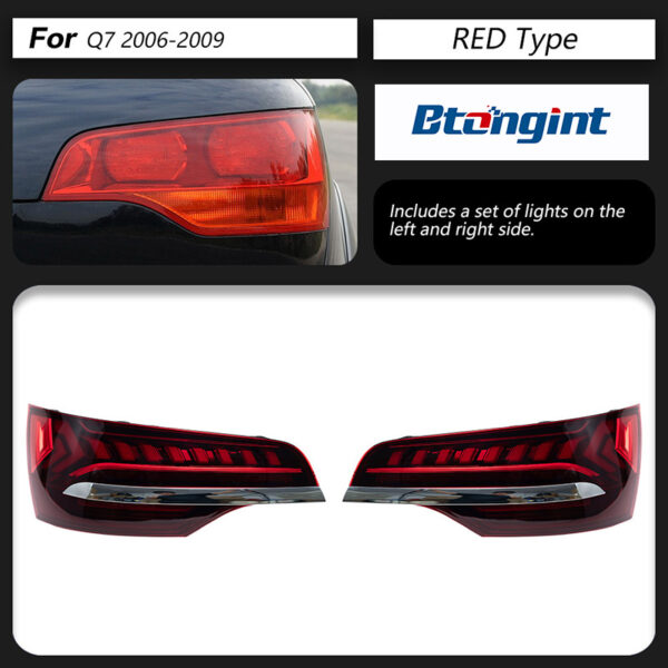 For 2006‑2015 Audi Q7 Retrofit Through‑Type Tail Light Assembly, Old‑to‑New Full‑LED Sequential Running Turn Signal Rear Lamp