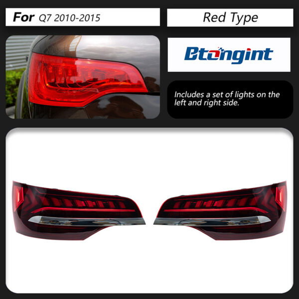 For 2006‑2015 Audi Q7 Retrofit Through‑Type Tail Light Assembly, Old‑to‑New Full‑LED Sequential Running Turn Signal Rear Lamp