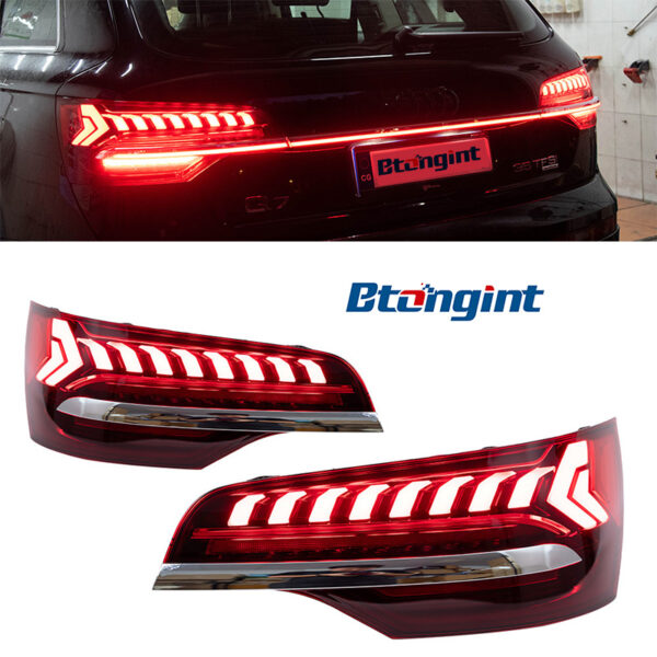 For 2006‑2015 Audi Q7 Retrofit Through‑Type Tail Light Assembly, Old‑to‑New Full‑LED Sequential Running Turn Signal Rear Lamp
