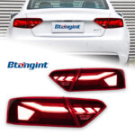 For 2008‑2016 Audi A5 Retrofit New RS‑Style Tail Light Assembly, LED Running, Turn & Brake Light Rear Lamp