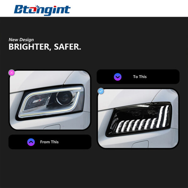 For 2008‑2018 Audi Q5 Headlight Assembly Retrofit, LED Laser Projector Headlamp, Sequential Turn Signal
