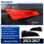 For 2008‑2018 Audi Q5 Tail Light Assembly Retrofit, Q7‑Style Dynamic Sequential LED Turn Signal Rear Lamp